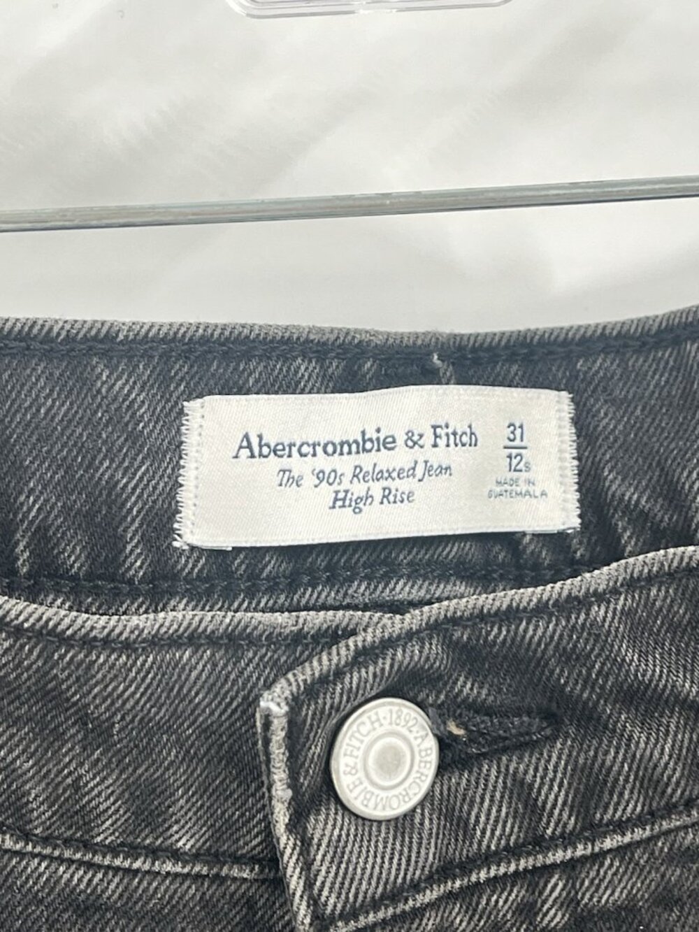 Abercrombie & Fitch 90s Relaxed Jeans High Rise Black Jeans Sz 12 - Picture 3 of 5